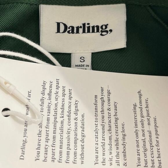 NEW Darling Green Long Sleeve Button Collar Tie Waist Belted Mini Shirt Dress S - Picture 7 of 8